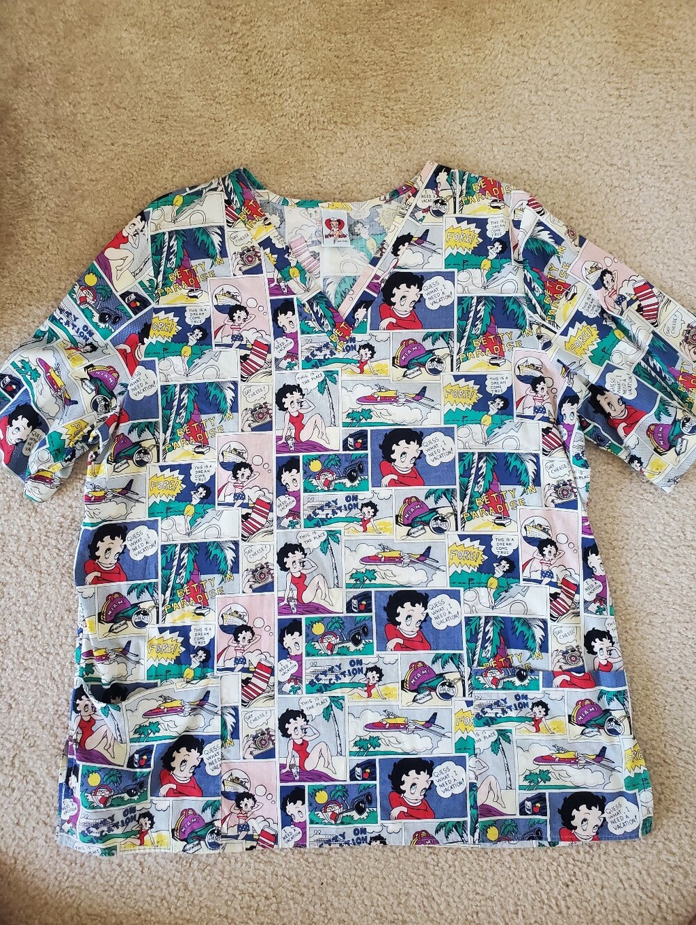 90's Vintage Betty Boop Comic Medical Scrub Shirt Plus Size  2XL